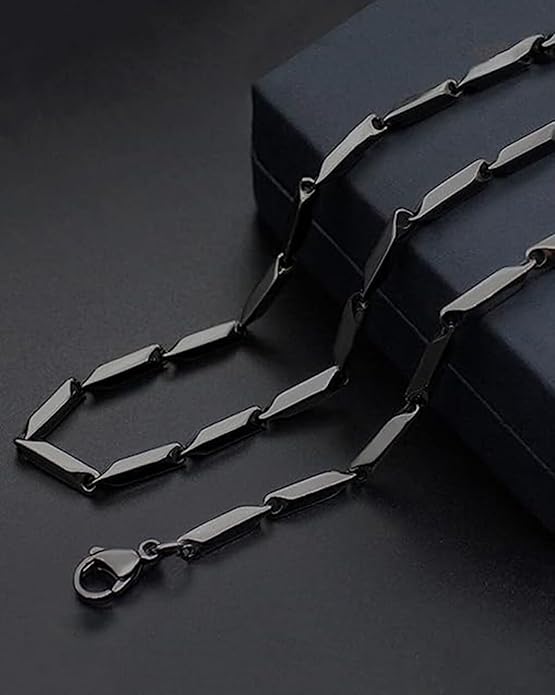 Stylish &Trendy Black Rice Chain Stainless Steel Rice Neck Chain for Men & Boys Stainless Steel Chain SIze 20"
