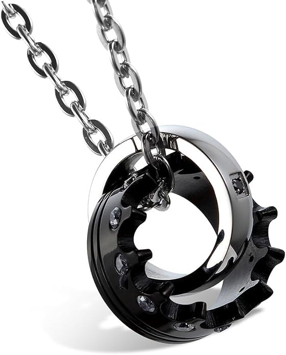 Stainless Steel Silver Black Color Necklace Pendant with O-Chain For Men Boys Women