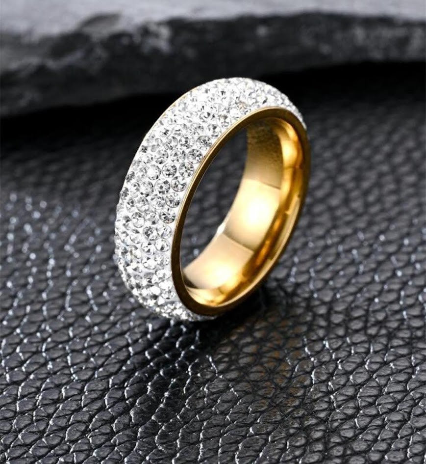 Stylish Diamond Ring For Men And Women | Proposal Couple Band Ring | Five Row Diamond Ring | Jewellery | Finger Rings Size 17-20