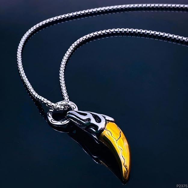 Hip Hop Punk Style Uniquent Thor Horn Silver Oxidized Stainless Steel Pendant for Men and Boys