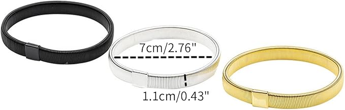 Elastic Silver Stretch Bracelet, Ribbed Design, Anti-Slip Shirt Sleeve Metal Armbands Stretch Elastic Armbands Bracelet Sleeve Holders for Men and Women 1 pcs