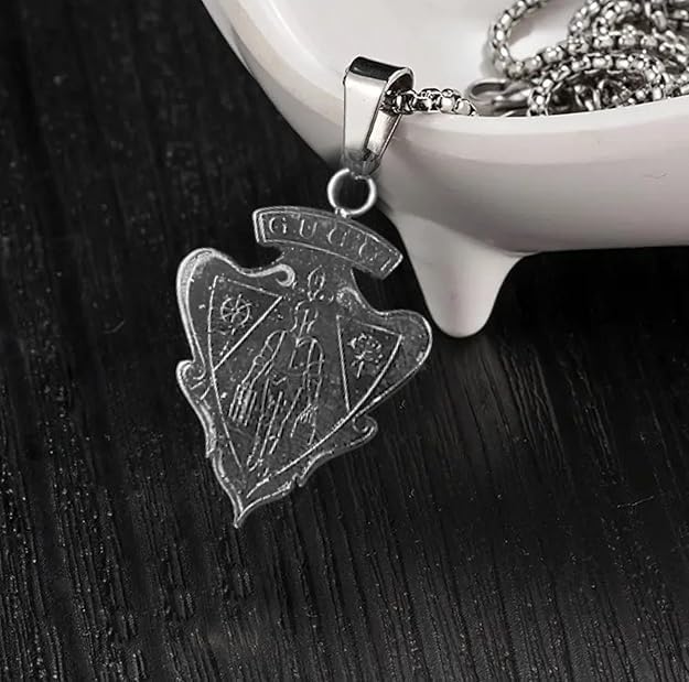 Wolf Arrowhead Enhancer: Rhodium Over Silver, Stainless Steel 20 inch Box Chain, A Symbol of Strength and Style for the Modern Men and Boys