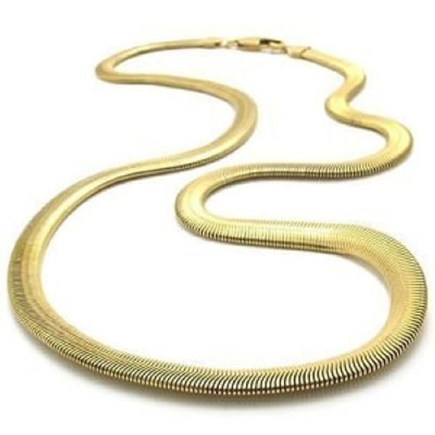 Stainless Steel Gold Plated Snake Smooth Herringbone Chain 20