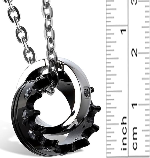 Stainless Steel Silver Black Color Necklace Pendant with O-Chain For Men Boys Women
