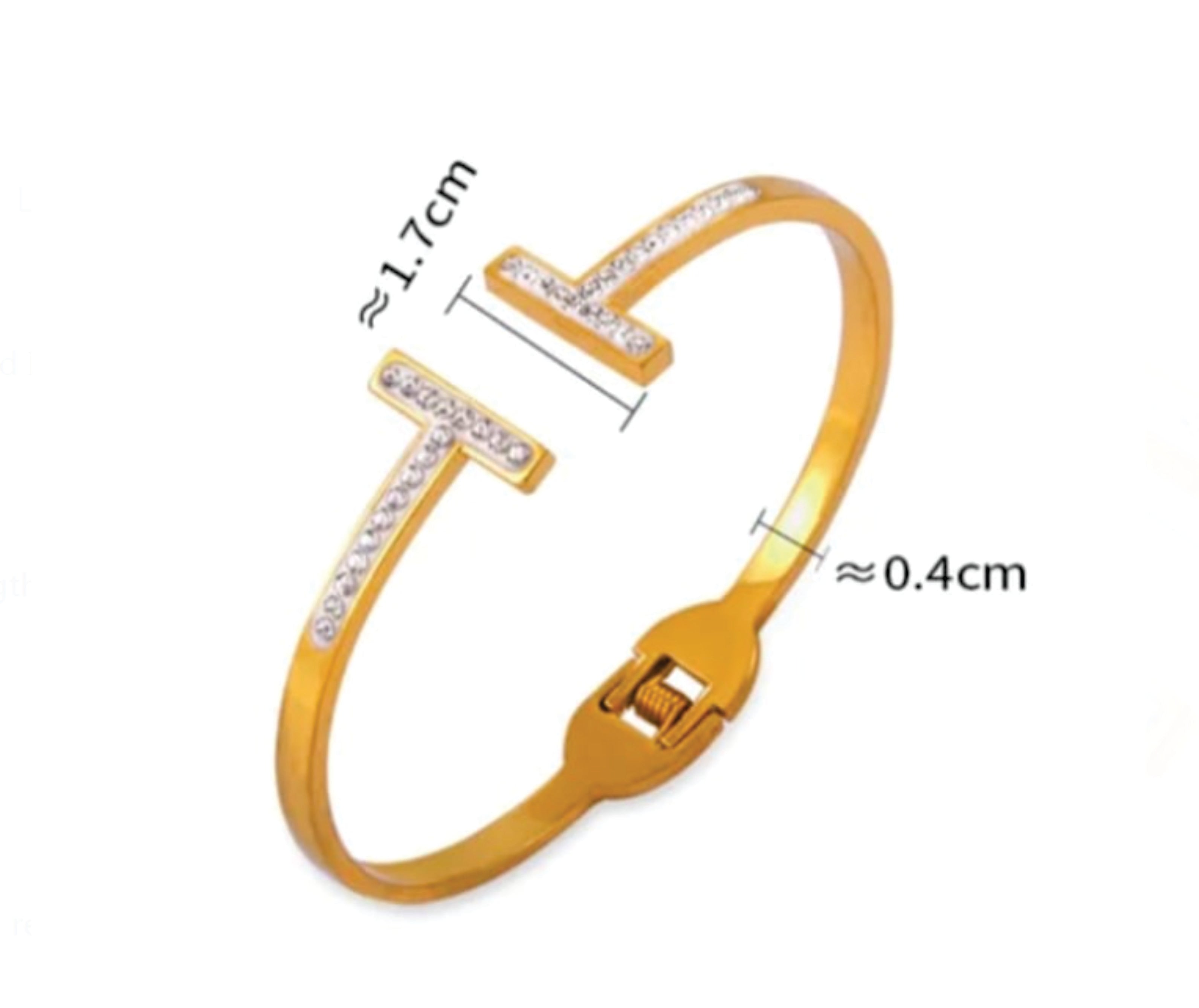 Golden Stainless Steel Premium Artificial Diamond Bracelets For Women