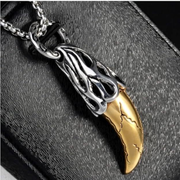 Hip Hop Punk Style Uniquent Thor Horn Silver Oxidized Stainless Steel Pendant for Men and Boys