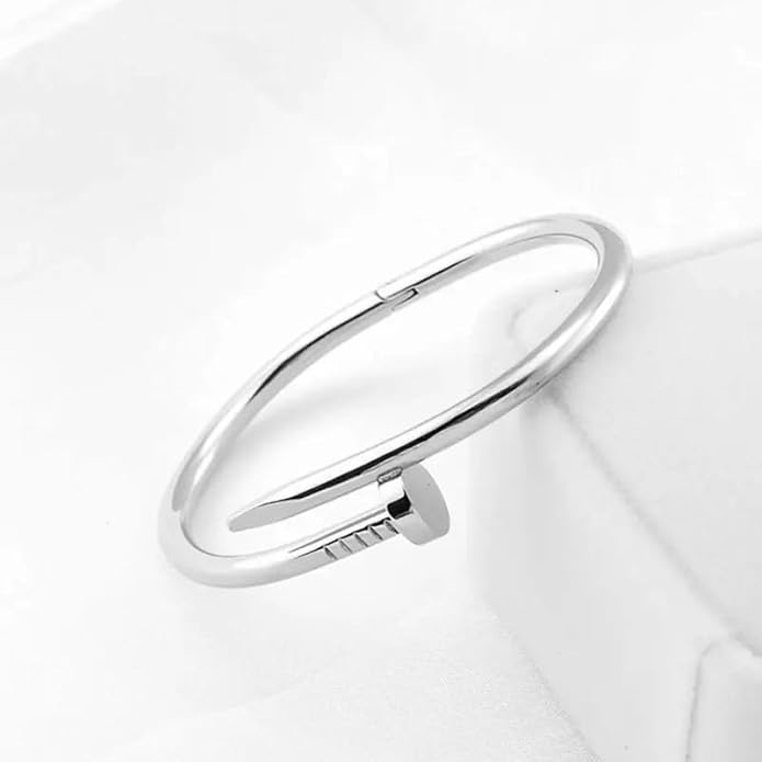 Stainless Steel Women Simple Versatile Style Nail Adjustable Ring Bracelet Earings Necklace Collar Jewellery 4 Piece Set