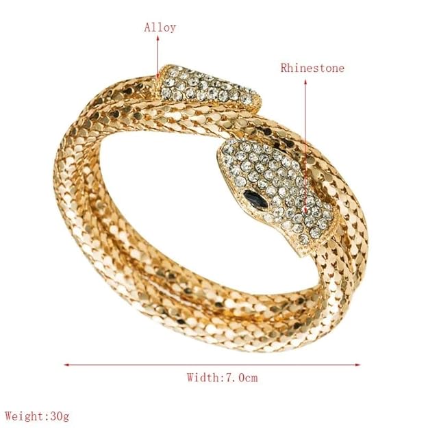 Serpent Gold Zircon Studded Bracelets | Flexible Bendable Bling Party Statement Snake Bracelets & Bangles | Festive Gifts for Women