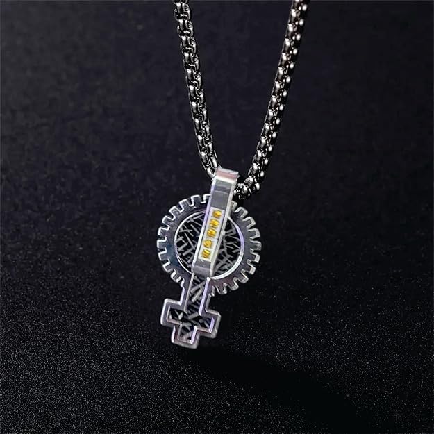 Stainless Steel Pendant with Geometric Pattern 22" Chain for Men & Boy