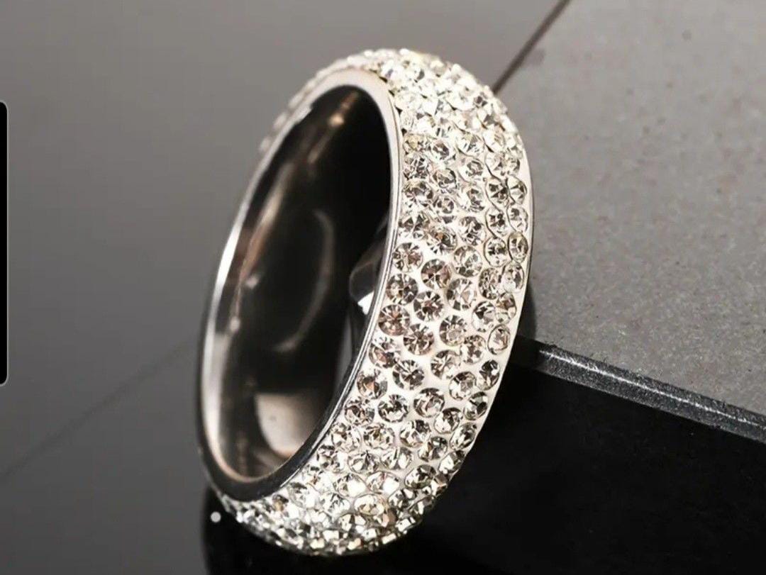 Stylish Diamond Ring For Men And Women | Proposal Couple Band Ring | Five Row Diamond Ring | Jewellery | Finger Rings Size 17-20