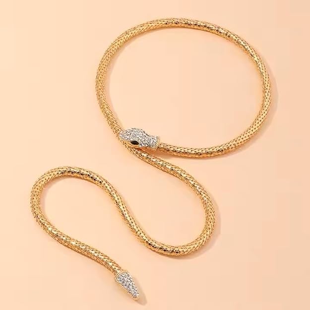 Snake Chain Necklace with Crystal Embellishments Adjustable Length luxury Punk Designer Jewellery Snake shape chain Necklace For Women