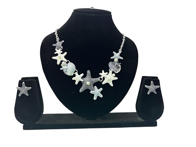 Luxury Women Sea Shell Gold Plated Chains Necklace Set with Earring Summer Beach Starfish Statement Necklace