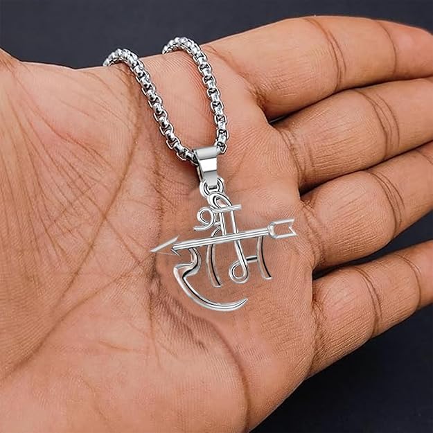 Shree Ram Pendant With Silver Chain for Men Pure Stainless Steel Locket 22"