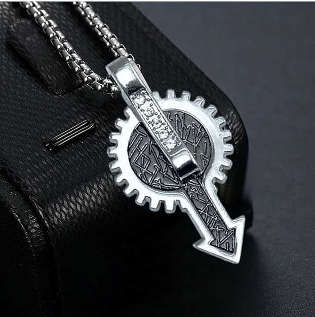 Celtic Knot Design Pendant Necklace with Crystals, Stainless Steel Chain, Silver Tone and 22" Chain for Men & Boy