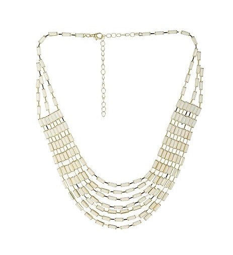 Multilayer Design western neck chain Necklace and Earring Set, White for women and girl