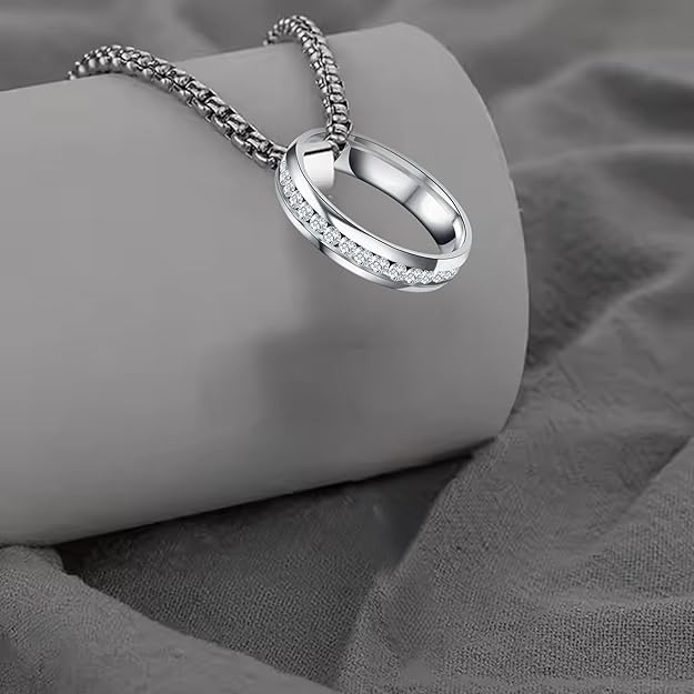 Fashionable Finger Ring With Necklace For Men- Man's Fashionable with Box Chain Ring & Chain Size 24"