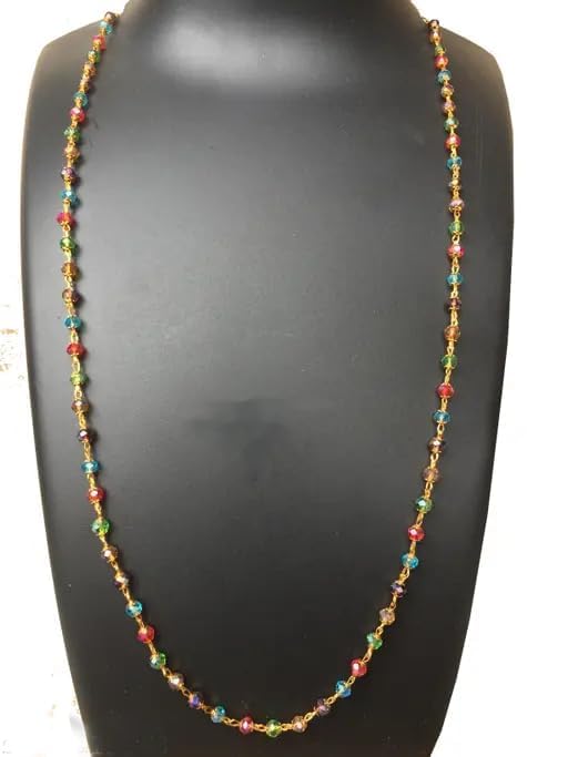 Stylish Traditional Gold Plated multicolored Golden Long Chain/Matar Mala/Necklace for Girls and Women 22 inch