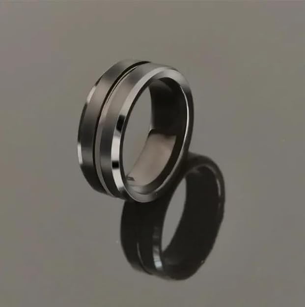 Style Stainless Steel Rings for Men Balck Band Ring Western Band Ring for Men and Boys Size 17-20