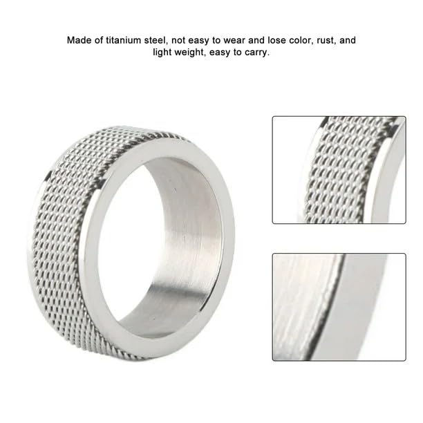 Spinner Ring for Men and Woman, Silver Steel Black Titanium Steel Ring Personalized Woven Mesh, (8mm width) Size 17-20