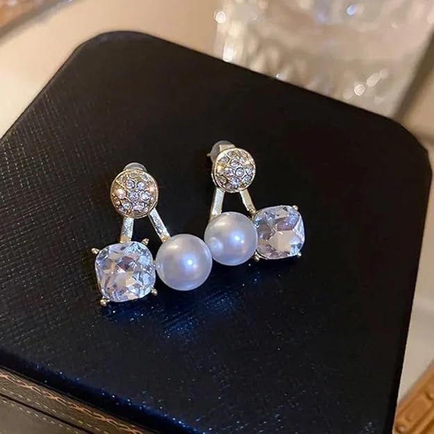 Gold-Plated Contemporary Double Sided Studs Earrings