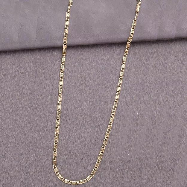Italian Designer 316L Surgical Stainless Steel 22K Gold Plated 20" Curb Chain For Men
