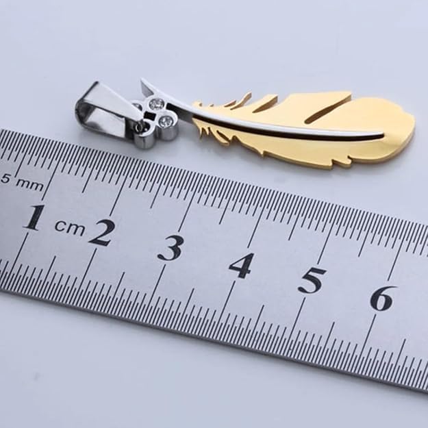 Leaf Gold and Gray Stainless Steel Pendant Chain Necklace 22 inch