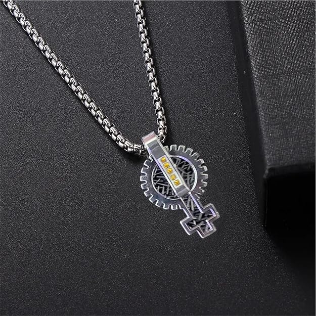 Stainless Steel Pendant with Geometric Pattern 22" Chain for Men & Boy