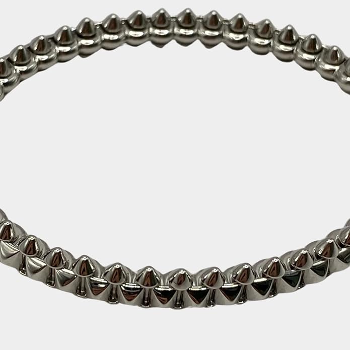 Sterling White Studded Bangle Bracelet, Geometric Triangle Pattern For Men | Women | Girls | size 6cm