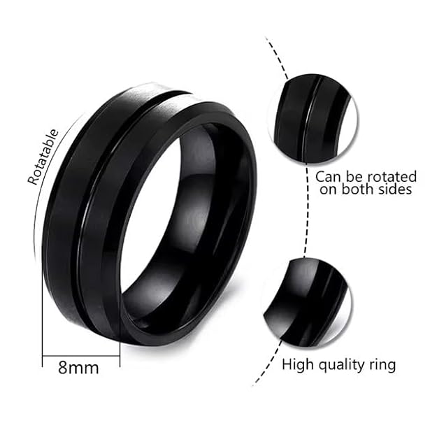 Style Stainless Steel Rings for Men Balck Band Ring Western Band Ring for Men and Boys Size 17-20
