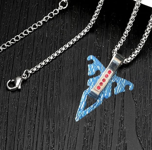 Blue Accents, Jewellery Stainless Steel Blue Pendant Necklace with 22" Box Chain for Men and Boys