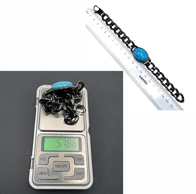 Salman Curb 18K Gold Plated Surgical | Stainless Steel | Turquoise Bracelet | For Men