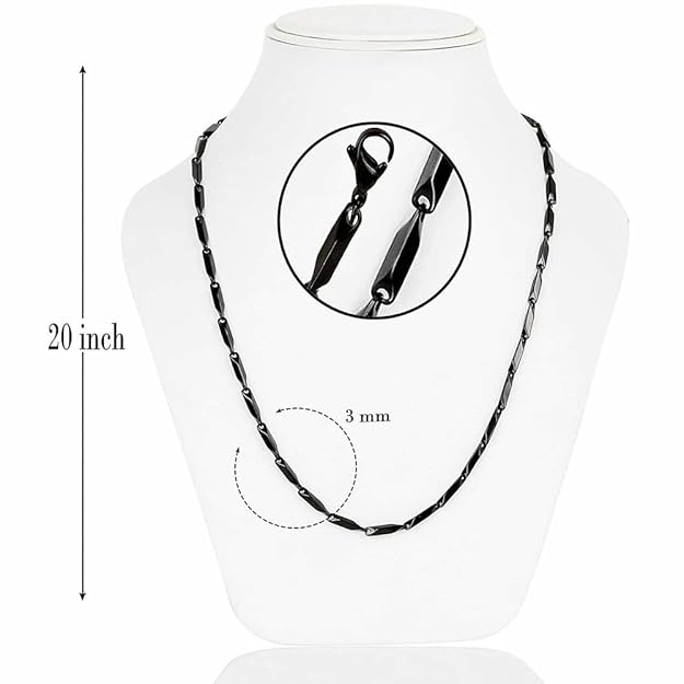 Stylish &Trendy Black Rice Chain Stainless Steel Rice Neck Chain for Men & Boys Stainless Steel Chain SIze 20"