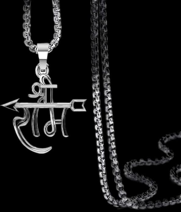 Shree Ram Pendant With Silver Chain for Men Pure Stainless Steel Locket 22"