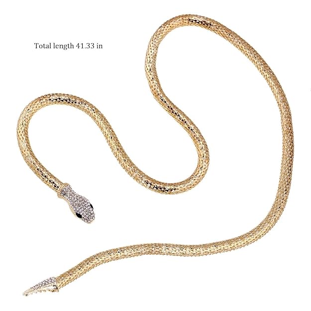 Snake Chain Necklace with Crystal Embellishments Adjustable Length luxury Punk Designer Jewellery Snake shape chain Necklace For Women