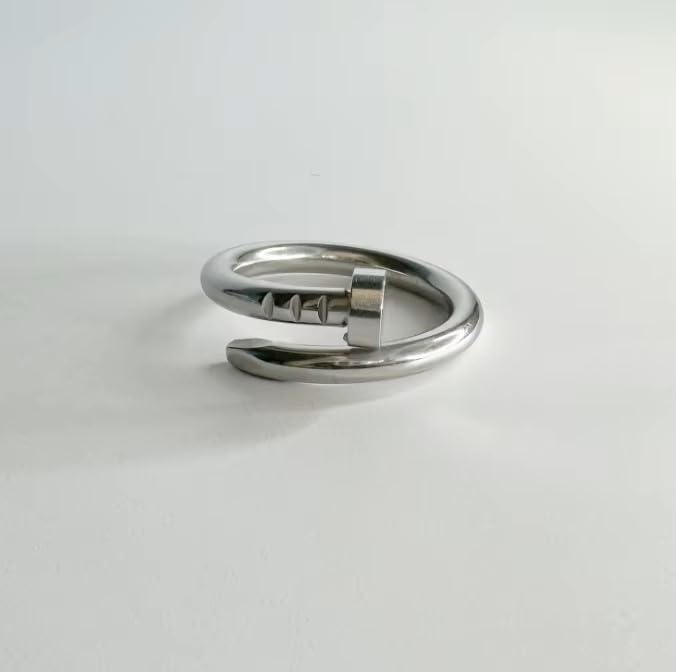 Stainless Steel Women Simple Versatile Style Nail Adjustable Ring Bracelet Earings Necklace Collar Jewellery 4 Piece Set