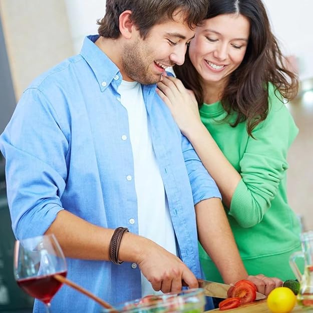 Genuine Brown Leather Braided Wrap Bracelet with Double Magnetic Clasp for Men & Boys