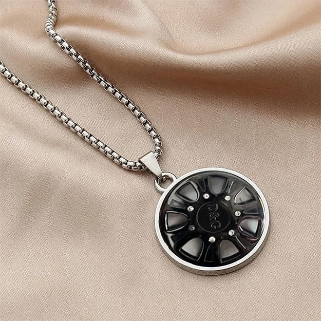 Wheel Rim Pendant with Stainless Steel Chain and 22" Chain for Men & Boy