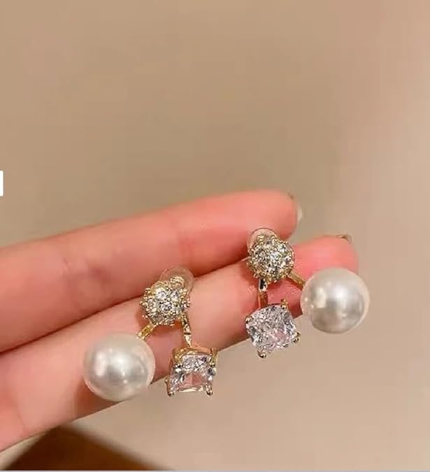 Gold-Plated Contemporary Double Sided Studs Earrings