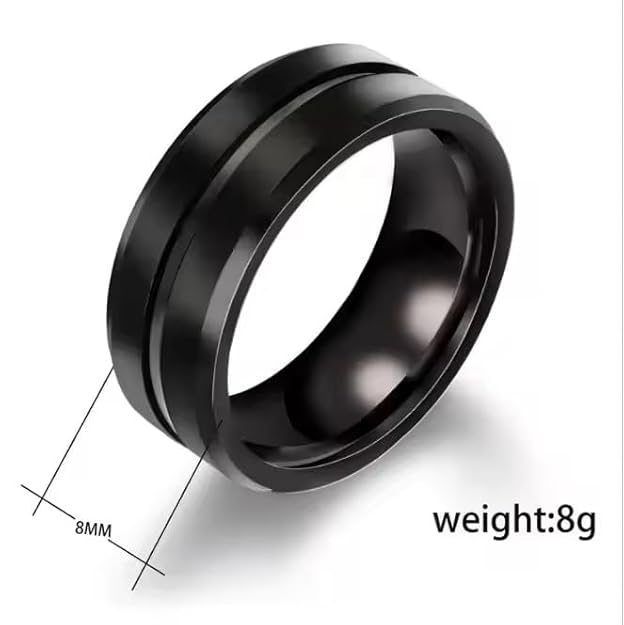 Style Stainless Steel Rings for Men Balck Band Ring Western Band Ring for Men and Boys Size 17-20
