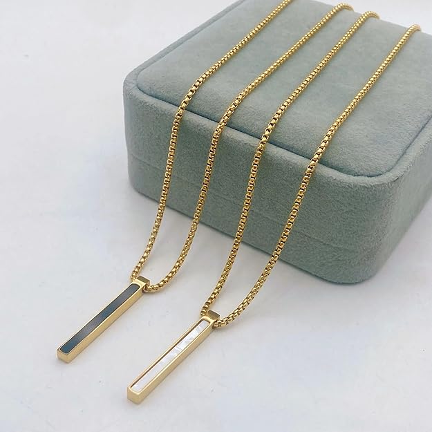 Bar Pendant Necklace Mother Of Pearl White 18K Gold Anti Tarnish Stainless Steel Necklace Pendant Chain For Women