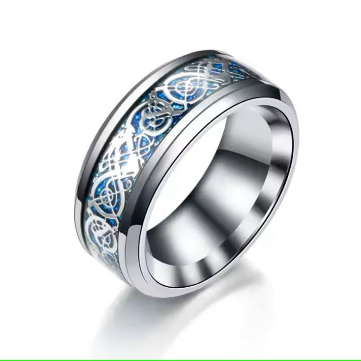 Silver Rings For Men | Pack of 1 Stainless Steel Men Ring | Dragon Celtic Design Silver Finger Ring for Boys | Ideal Gift For Men and Boys
