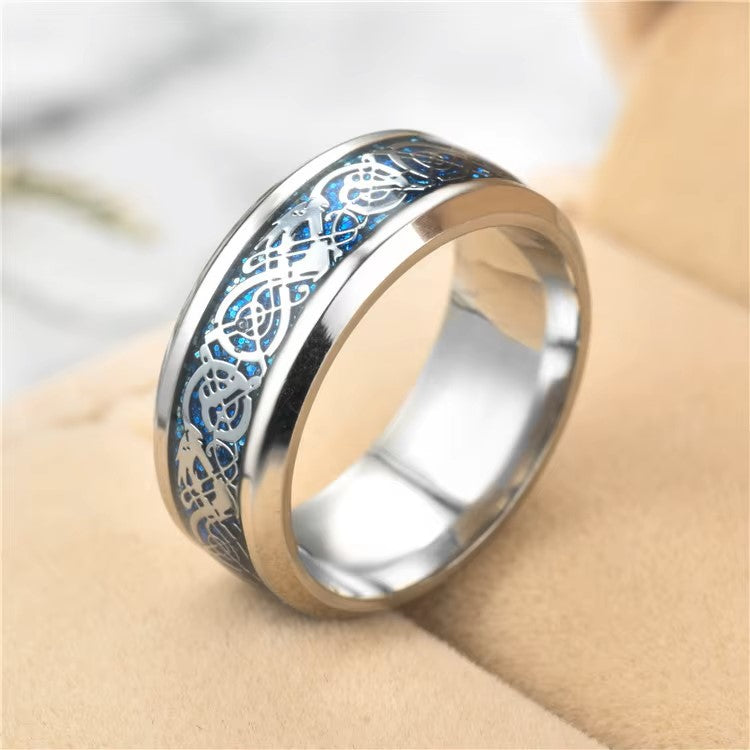 Silver Rings For Men | Pack of 1 Stainless Steel Men Ring | Dragon Celtic Design Silver Finger Ring for Boys | Ideal Gift For Men and Boys