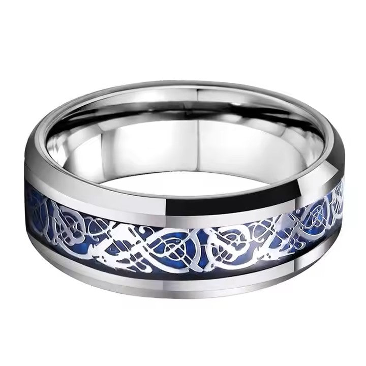 Silver Rings For Men | Pack of 1 Stainless Steel Men Ring | Dragon Celtic Design Silver Finger Ring for Boys | Ideal Gift For Men and Boys