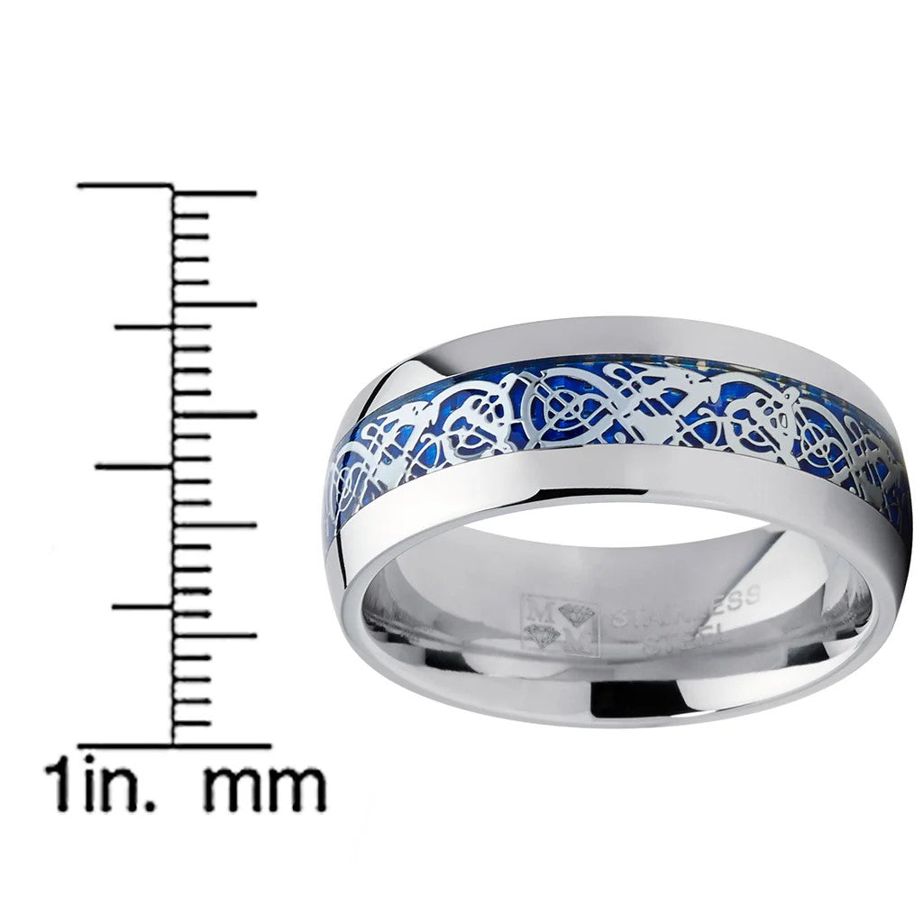 Silver Rings For Men | Pack of 1 Stainless Steel Men Ring | Dragon Celtic Design Silver Finger Ring for Boys | Ideal Gift For Men and Boys