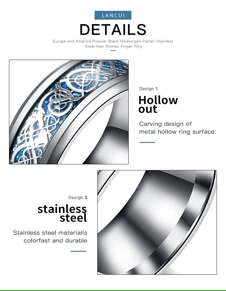 Silver Rings For Men | Pack of 1 Stainless Steel Men Ring | Dragon Celtic Design Silver Finger Ring for Boys | Ideal Gift For Men and Boys