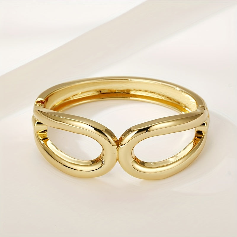 Gold Cuff Bracelets for Women Chunky Symmetrical Hollow Frosted Open Bracelets Infinity Design Gold-Plated Fashion Jewellery for Women
