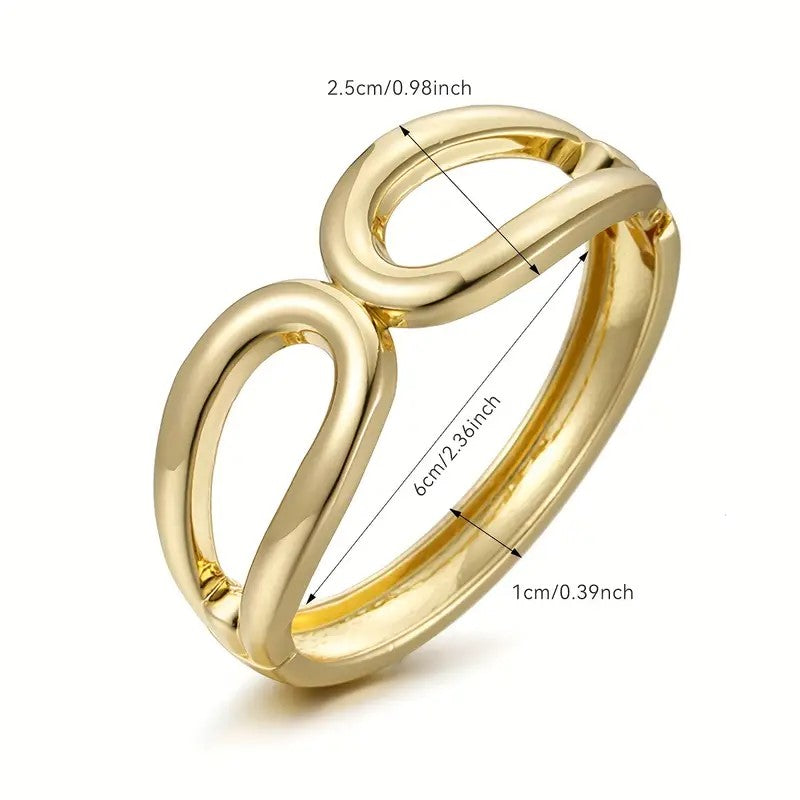 Gold Cuff Bracelets for Women Chunky Symmetrical Hollow Frosted Open Bracelets Infinity Design Gold-Plated Fashion Jewellery for Women