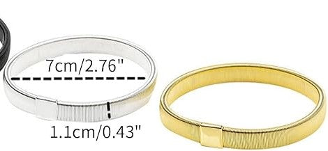 Elastic Gold-Plated Stretch Bracelet, Ribbed Design, Anti-Slip Shirt Sleeve Metal Armbands Stretch Elastic Armbands Bracelet Sleeve Holders for Men and Women