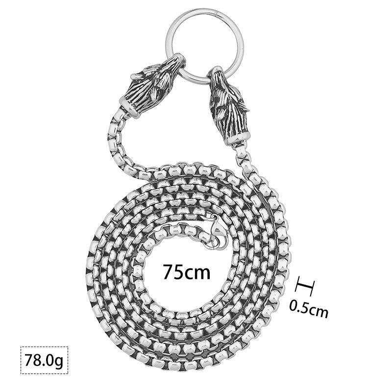 Wolf Head Odin Warrior Cross Pendant Necklace for Men Stainless Steel for Children