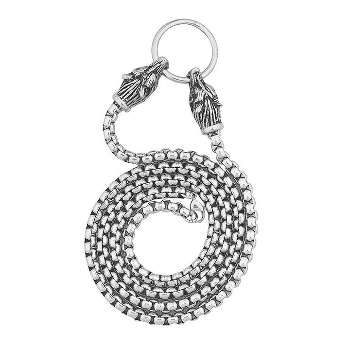 Wolf Head Odin Warrior Cross Pendant Necklace for Men Stainless Steel for Children